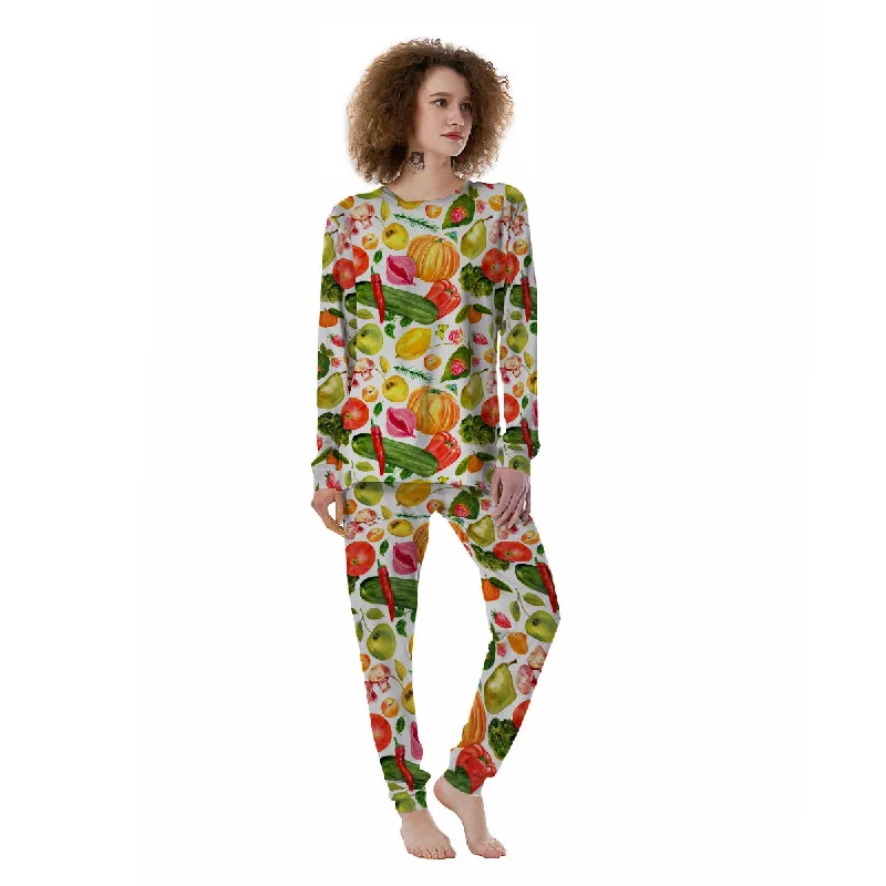 Vegetables And Vegan Fruits Print Pattern Women's Pajamas