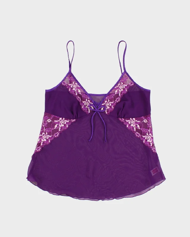 Vintage 90s Purple Lace Floral Camisole - M