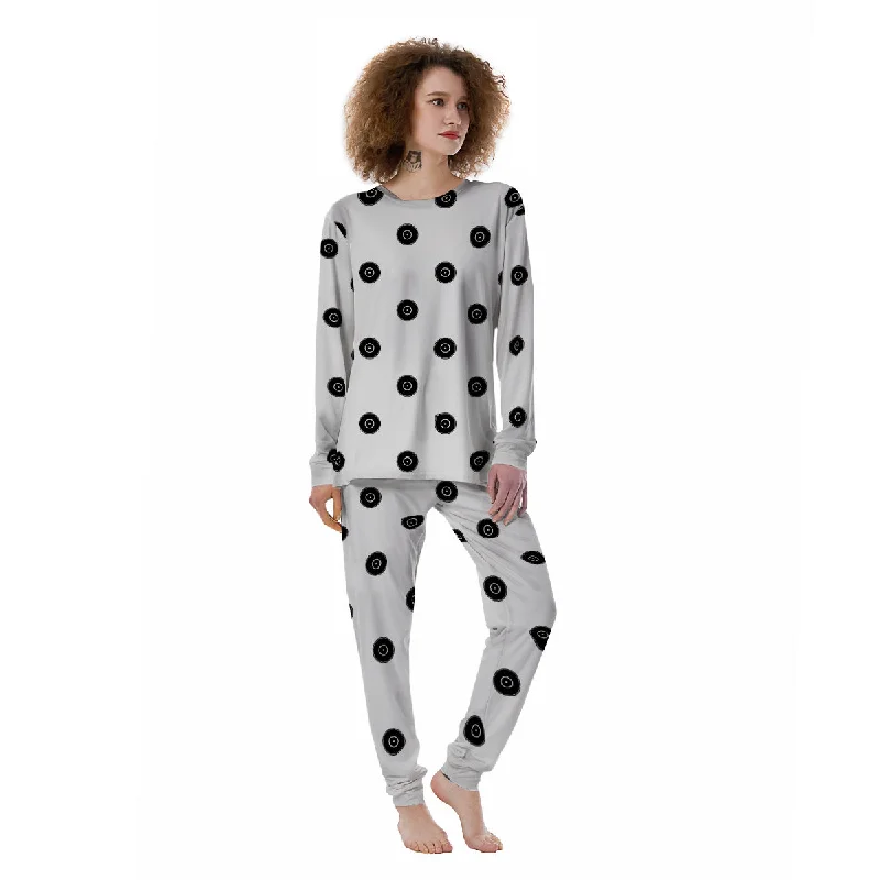 Vinyl White And Black Print Pattern Women's Pajamas