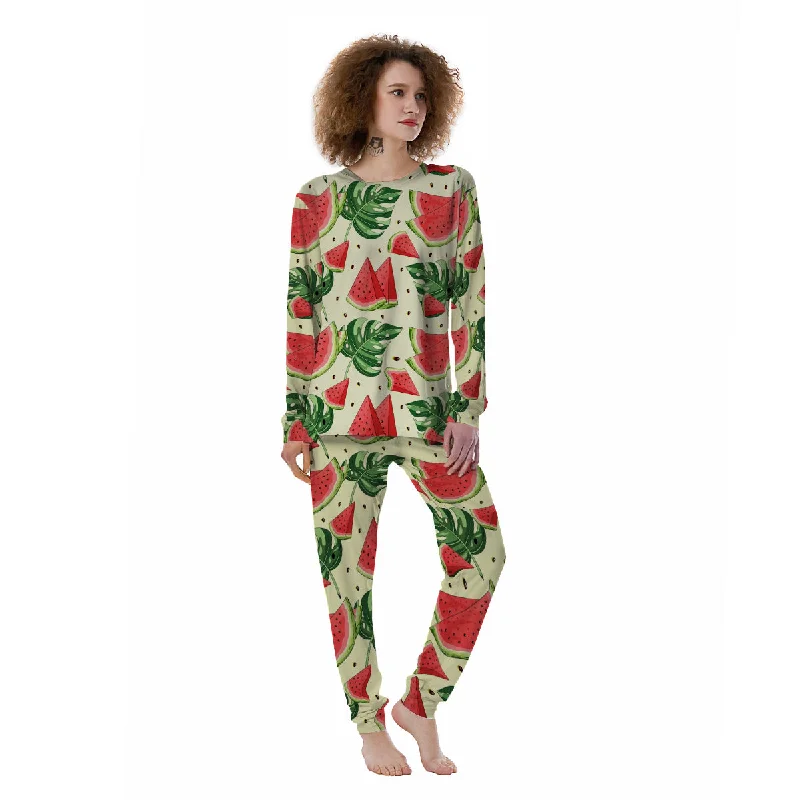 Watermelon Leaf Tropical Print Pattern Women's Pajamas