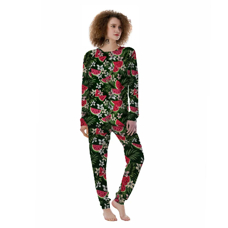 Watermelon Leaves Tropical Print Pattern Women's Pajamas