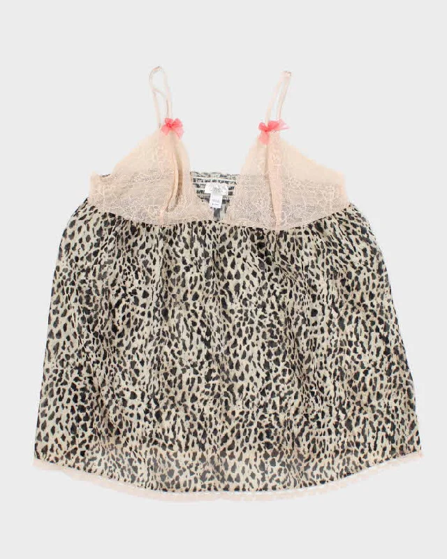 Y2k 00s La Senza Leopard Print Mesh Lingerie Cami - XL