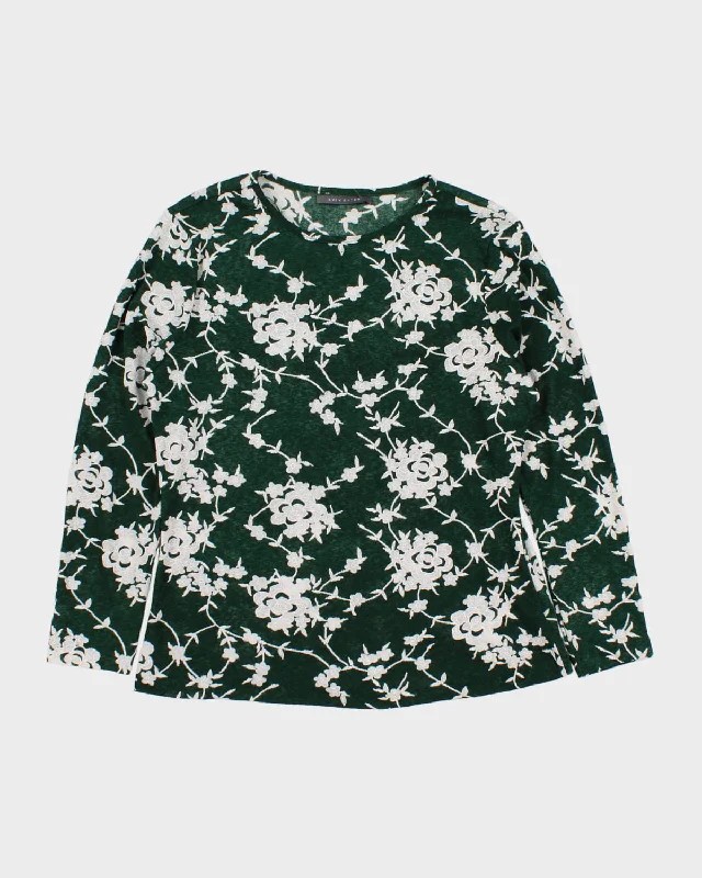 00s Suzy Shier Floral Green Long Sleeve Top - M