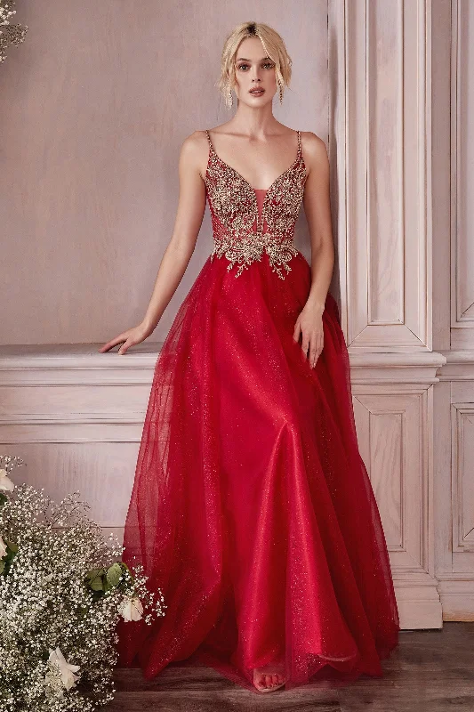 AMORET Romantic Beaded Applique Tulle Prom & Formal Dress