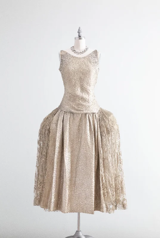 Spectacular 1920's Silver Lamé Robe De Style Evening Dress From Livingston Bros. San Francisco / Small