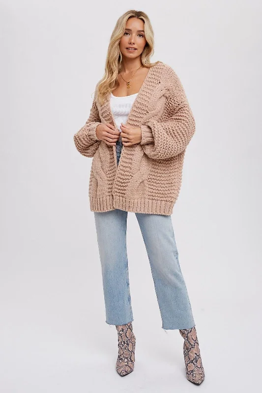 Beige Chunky Knit Cardigan