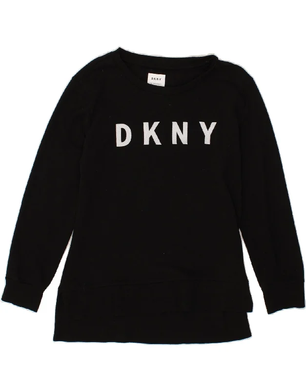 DKNY Womens Graphic Sweatshirt Jumper UK 14 Medium Black Cotton