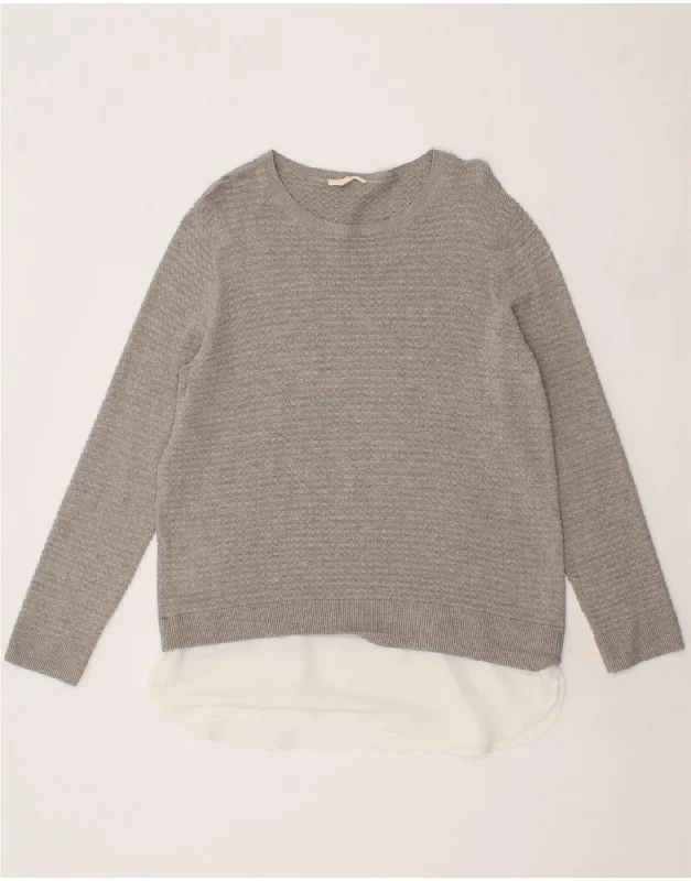 ESPRIT Womens Boat Neck Jumper Sweater UK 18 XL Grey Cotton