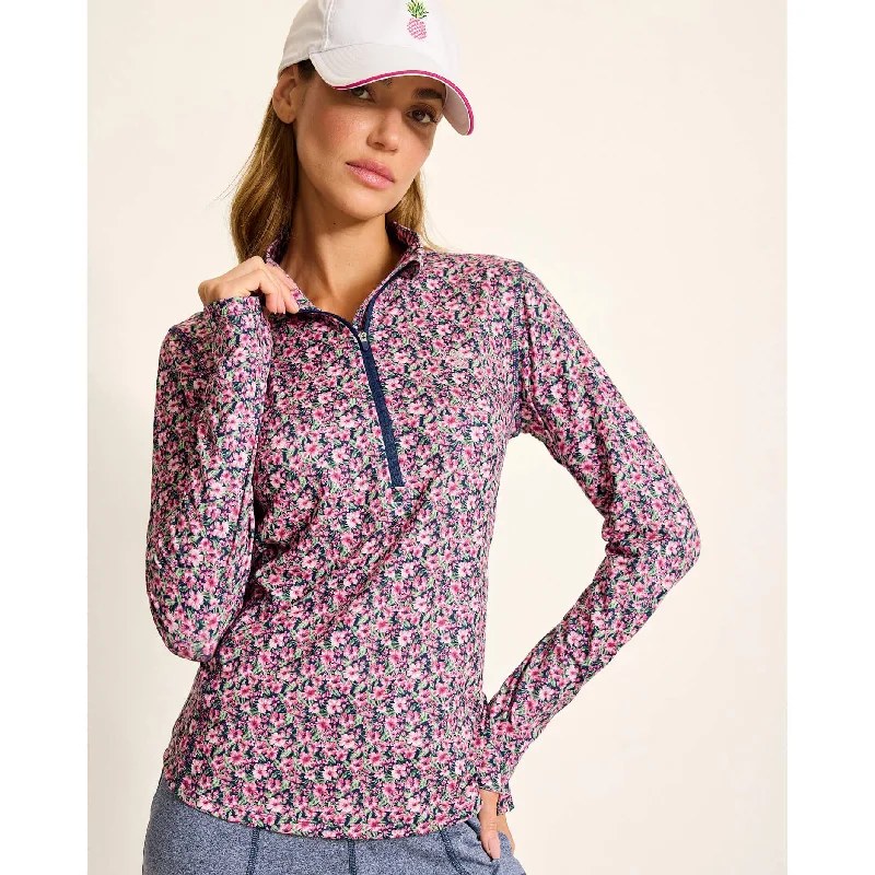 Tommy Bahama Women's IslandZone Playa Vista Pretty Petals Half Zip Sweatshirt - Island Navy