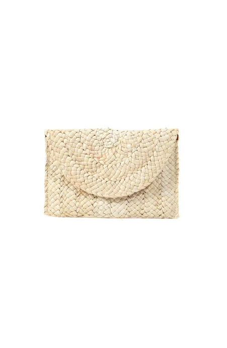 Vacay Vibes Fold Over Straw Clutch