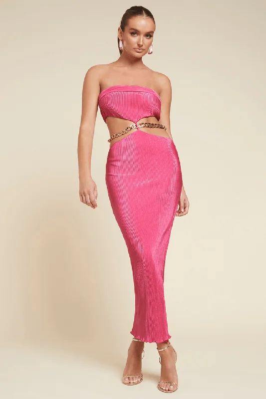 Asha Strapless Dress - Fuchsia