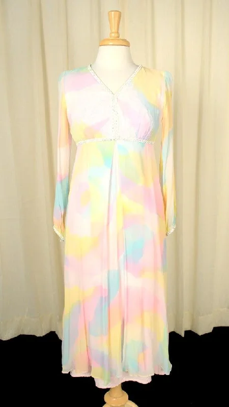 1960s Pastel Rainbow Maxi Dress