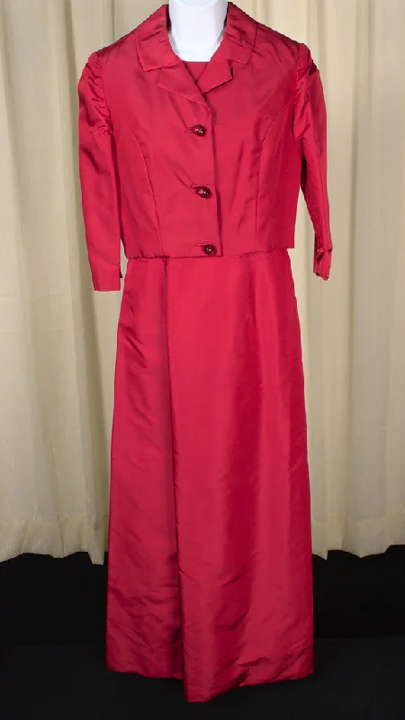 1960s Vintage Red Maxi Dress & Jacket