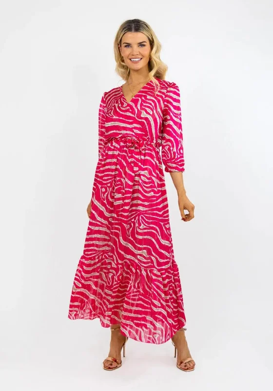 Kate & Pippa Modena Animal Print Maxi Dress, Fuchsia