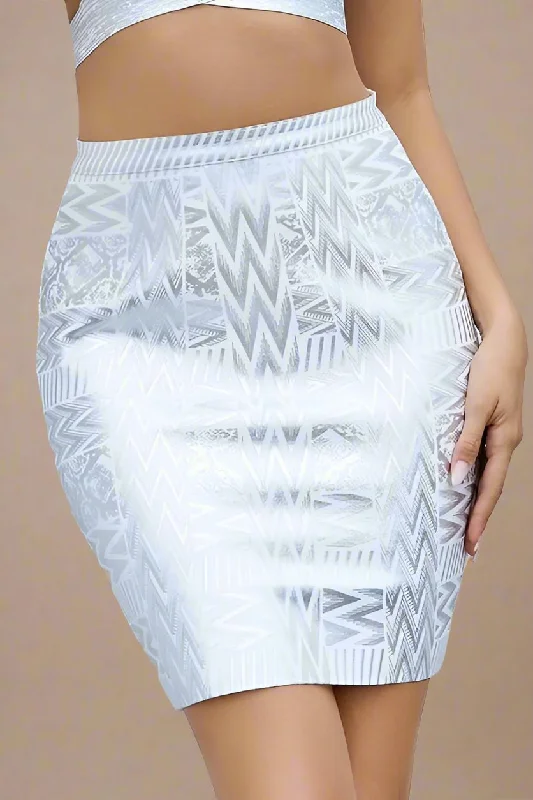 High Waist Metallic Mini Skirt - Silver