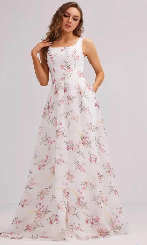 J'Adore Dresses J23024 - Sleeveless Floral Printed Prom Gown