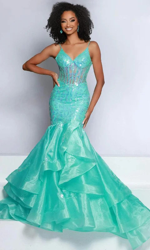 Johnathan Kayne DKS3 - Tiered Flare Evening Gown