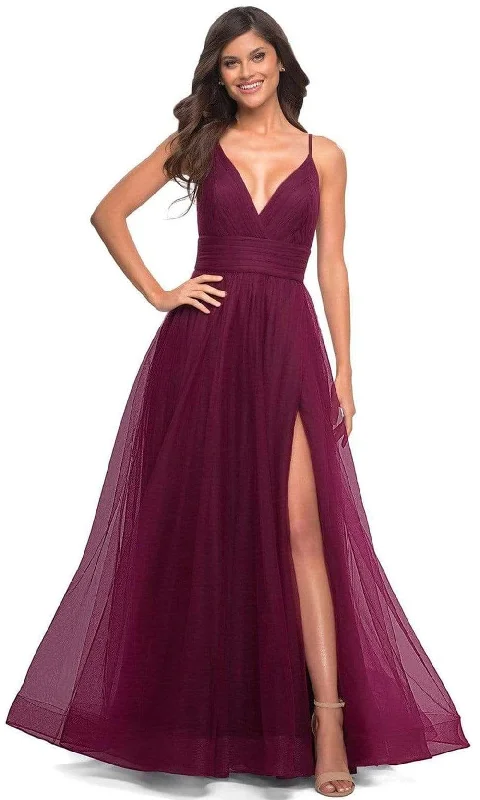 La Femme - 30180 Spaghetti Strap Tulle A-Line Gown