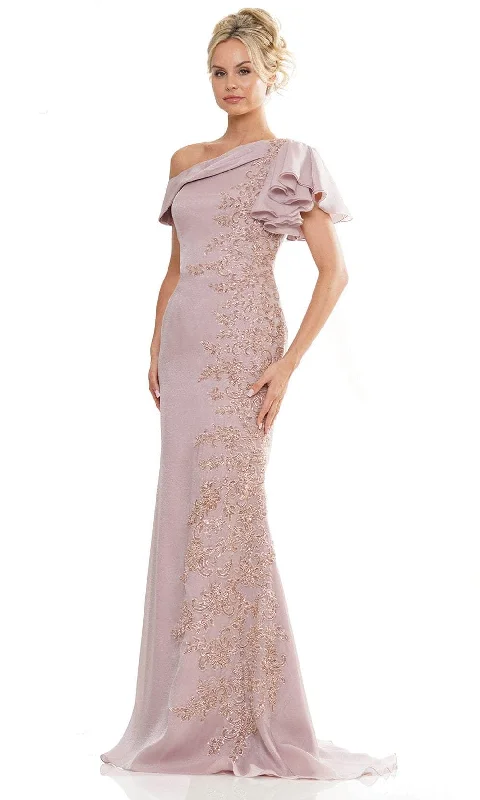 Marsoni by Colors MV1272 - Asymmetric Beaded Lace Formal Gown