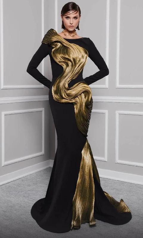 MNM Couture 2730A - Texture Draped Evening Gown