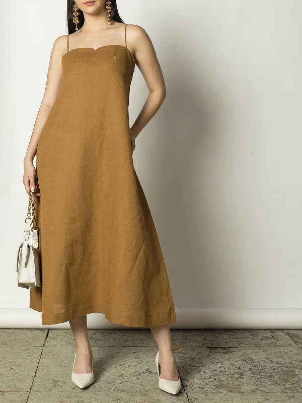 A Line Slip Dress Tan