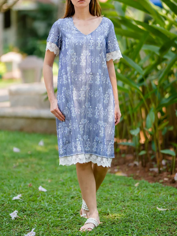 Blue Handwoven Ikat Shift Dress