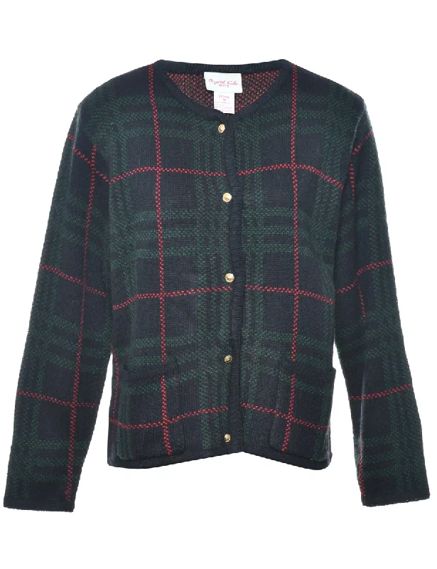 Checked Black Cardigan - M