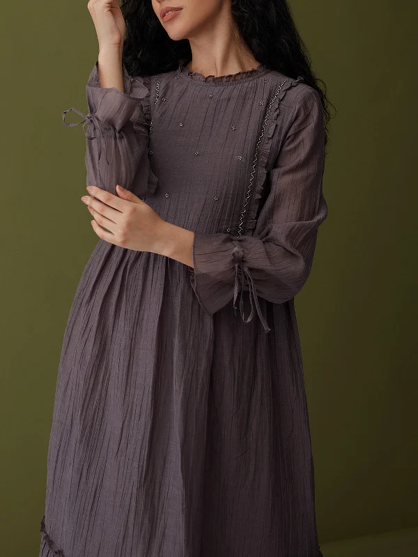 Cupro Crinkle Dress Grey