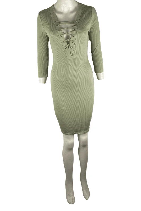 Fashion Nova women's sage fitted dress size L