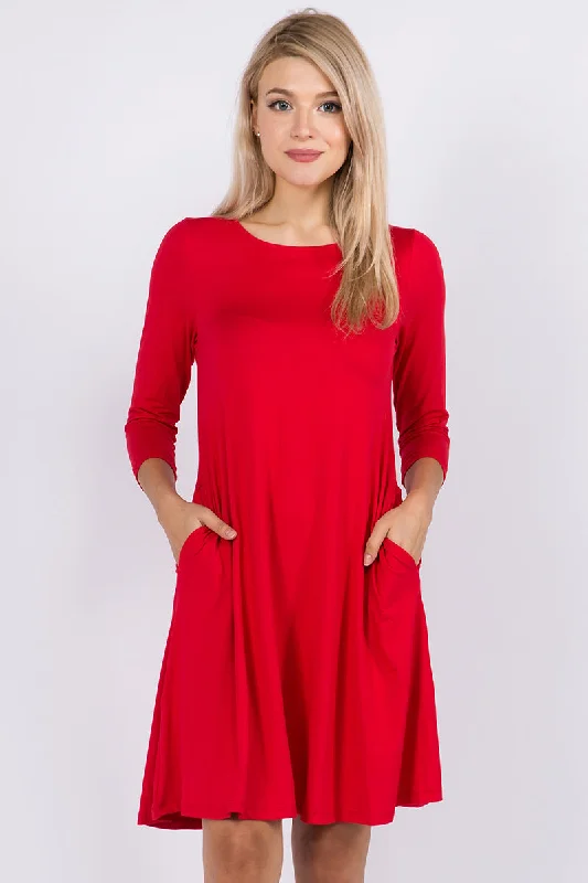 Free and Easy ¾ Sleeve Summer Swing Dress