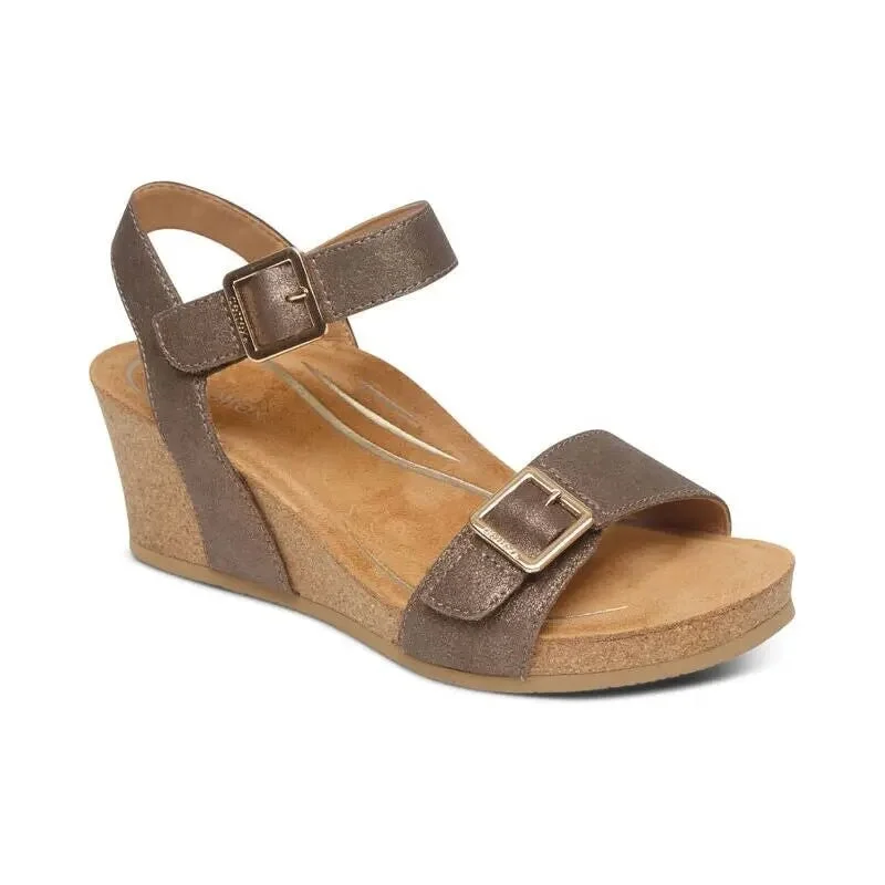 Lexa Quarter Strap Wedge - Bronze