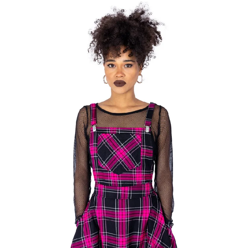 MAEVE PINAFORE - DARK PINK CHECK