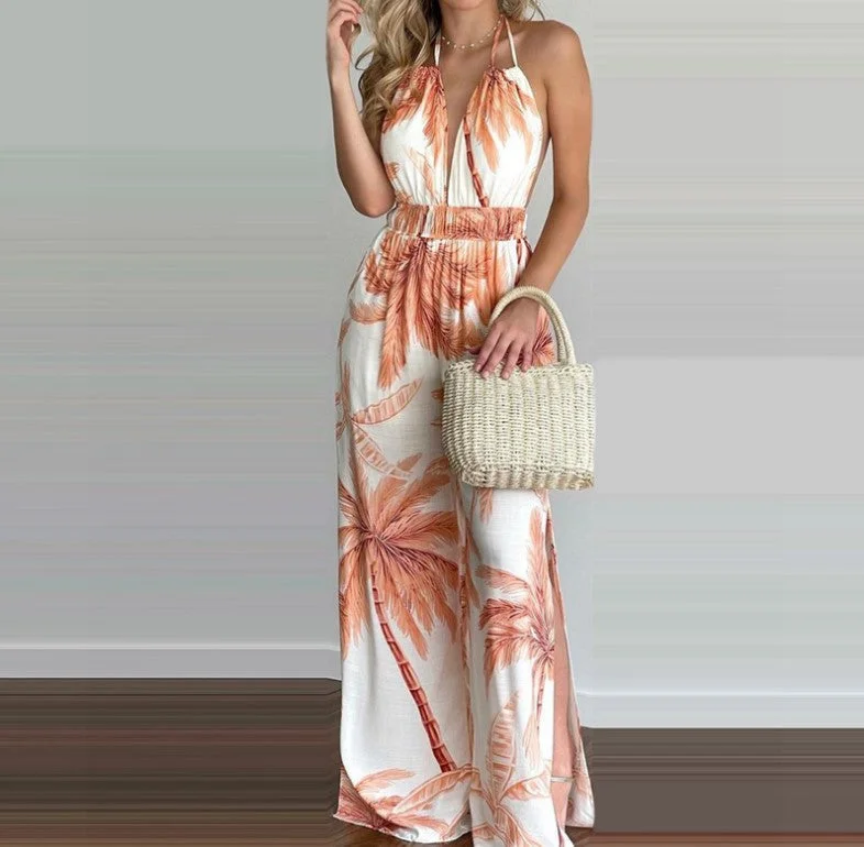 Mustique Smocked Paisley Halter Jumpsuit