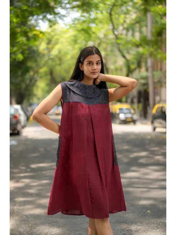 Natural Dye Cowl Neck Handloom Dress