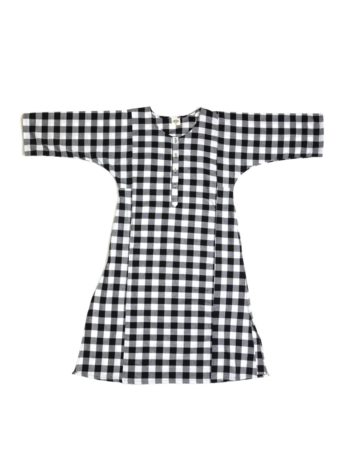 Punkwasp Beach Tunic Dress - Black & White Gingham