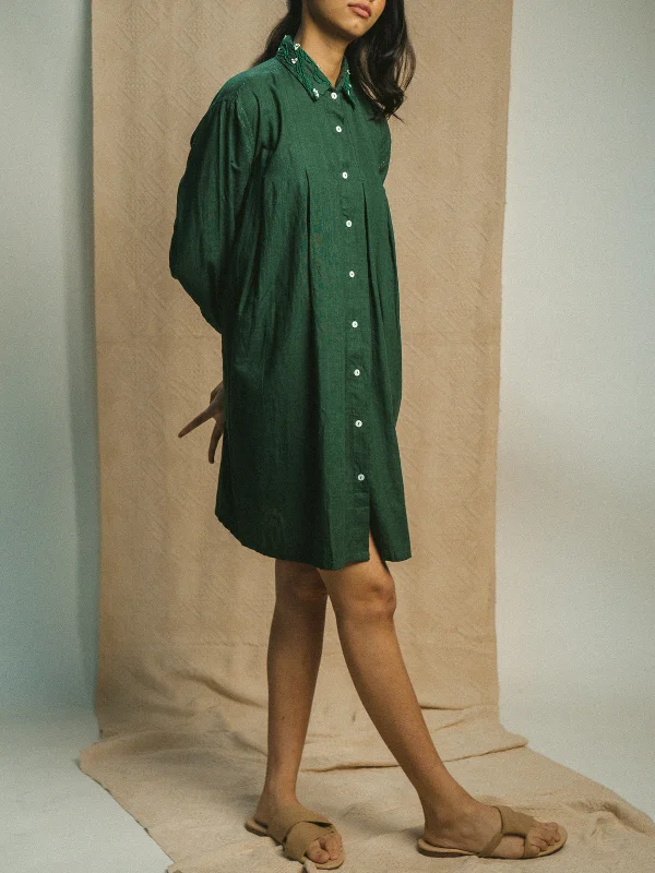 Rewind Pleated Dress Green