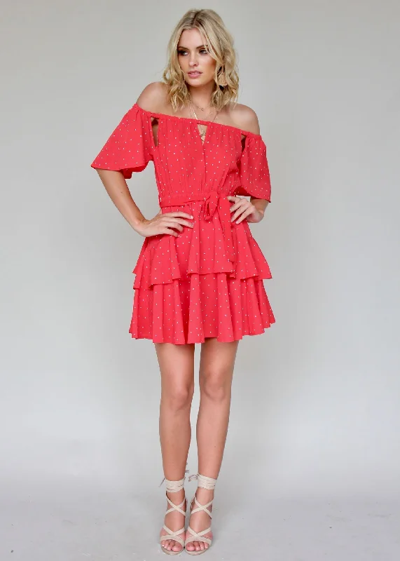 Tropicali Swing Dress - Red Polka