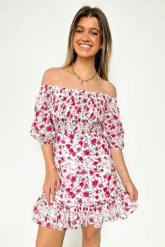 Darling Icon Off Shoulder Smocked Floral Dress - FINAL SALE