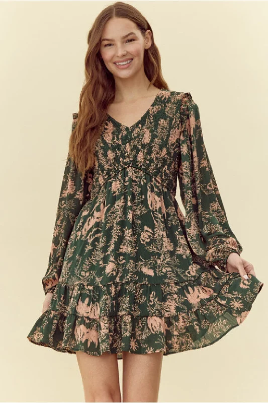 Hunter Green Print Dress