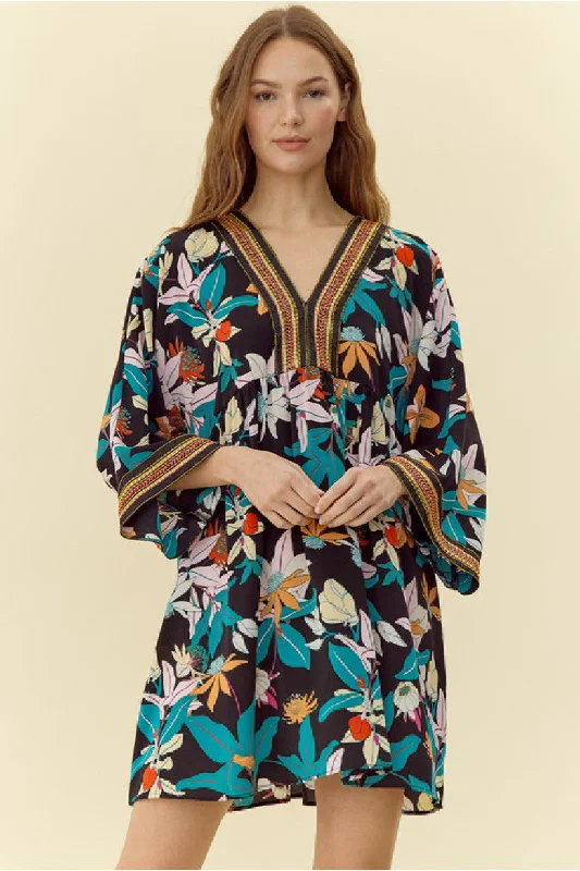 Teal Print Kaftan Dress