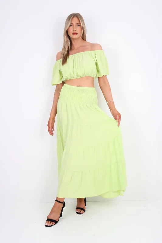 Italian Crop Top & Maxi Skirt Set