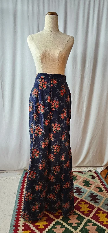 70S VELVET PRAIRIE MAXI SKIRT SMALL