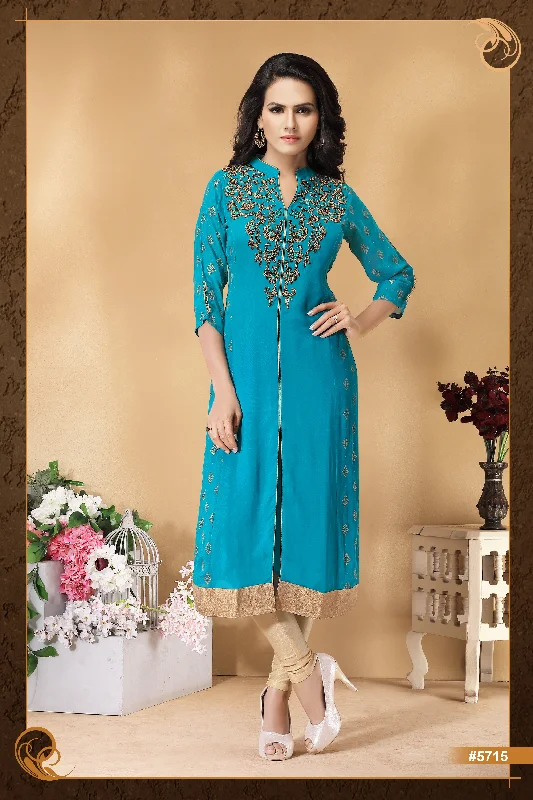 Classic Blue and Gold Long Kurti