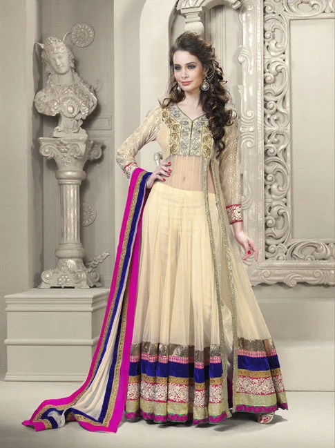 Elegant Long Beige Ready-made Anarkali