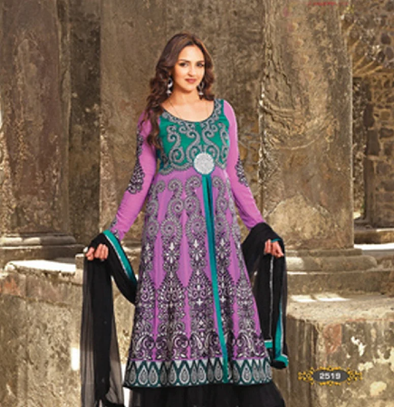 Lavender Full Embroidered Long Anarkali Salwar Kameez (D. No. 2519)