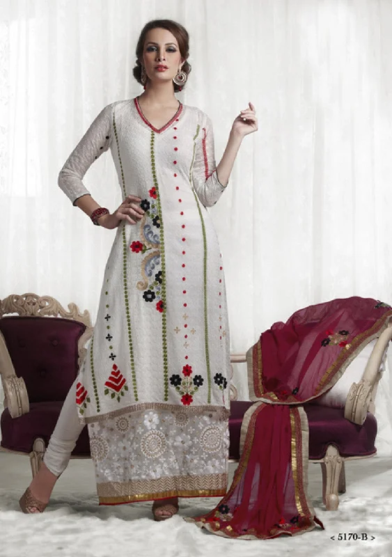 White Georgette Long Anarkali Churidar (D. No. 5170-B)