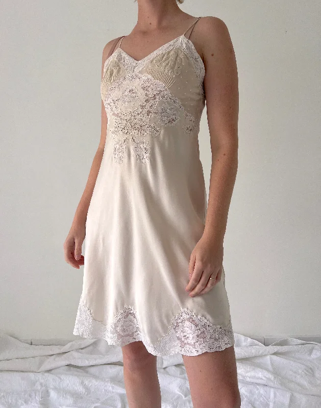 1930's Cream Silk Slip with White Lace