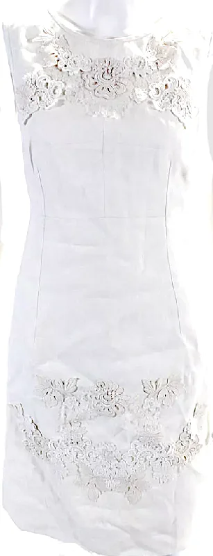 Dolce & Gabbana Italy. White/Beige Embroidered Floral Lace Sleeveless Pencil Dress