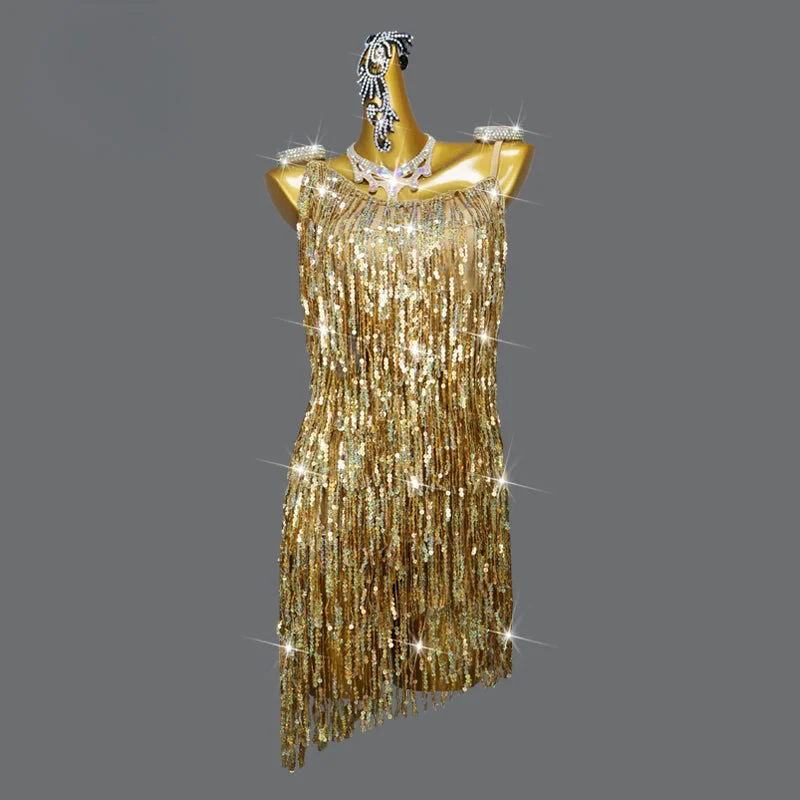 Gold Sequins Latin Dance Dress