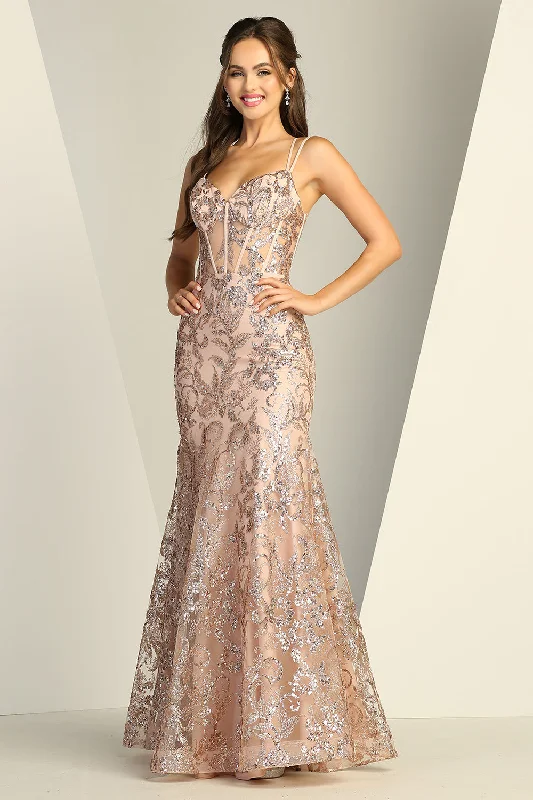 SEQUIN PRINTED FITTED GOWN